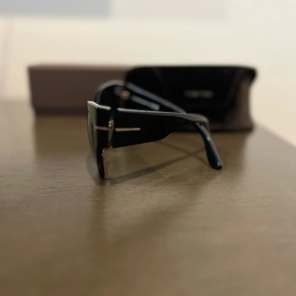 Tom Ford Black Cat-Eye Sunglasses with Gold Accents